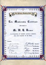 Yallourn Bowling Club "Dad" Brewer Lifetime Membership Certificate 